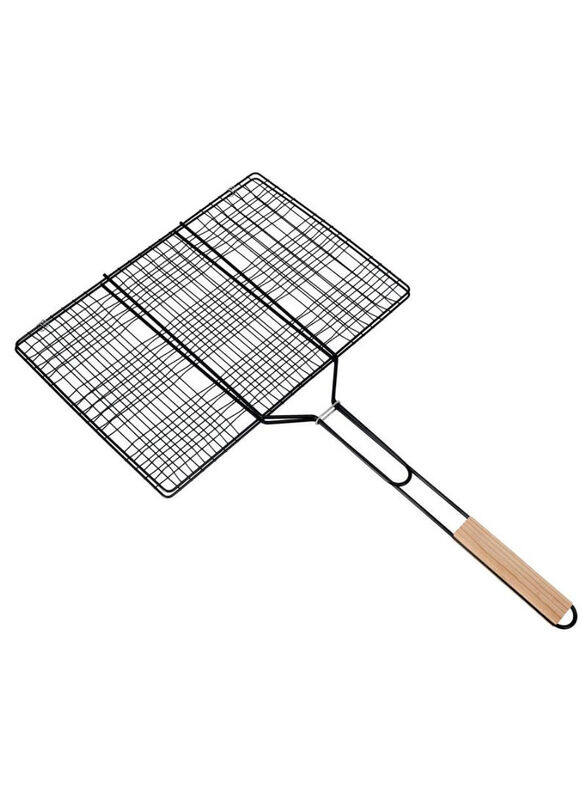 

Royalford Iron Barbeque Grill Basket With Wooden Handle, Black