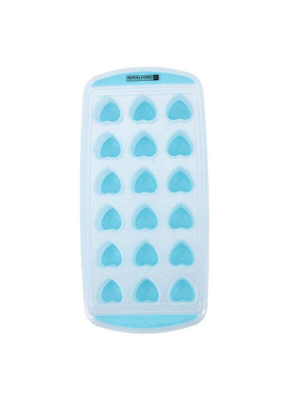

Royalford 18 Cubes Plastic Ice Tray with Lid, Blue