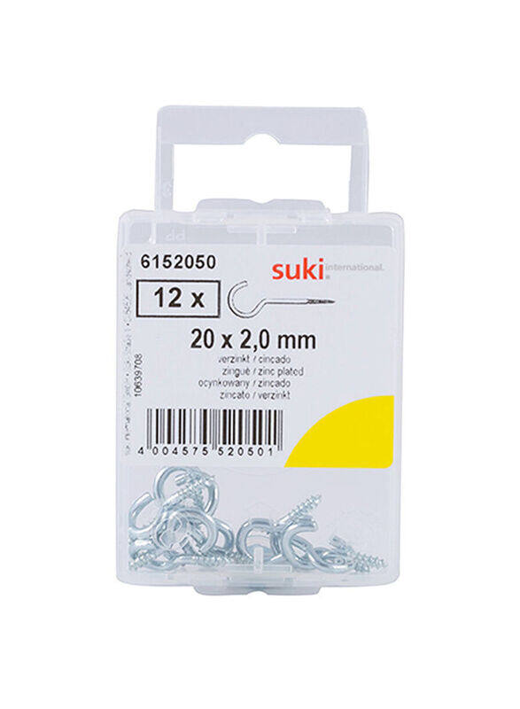 

Suki 12-Piece Cup Hooks, 20mm, Silver