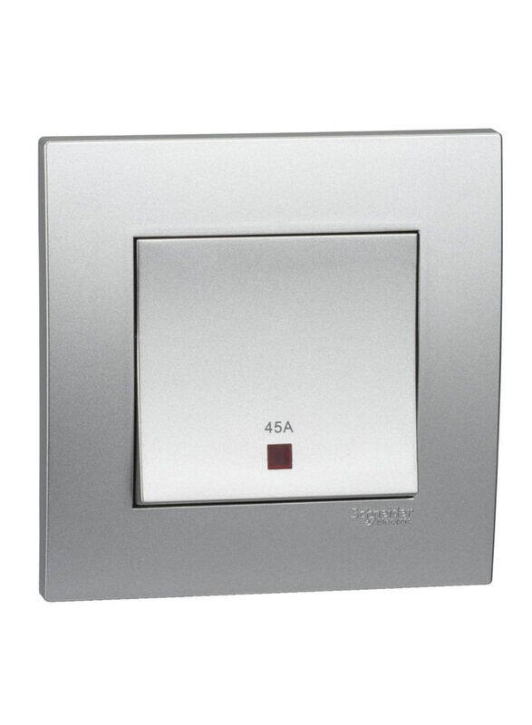

Schneider Electric 250V AC 45A Vivace 2 Gang 2 Pole Switch with Neon Indicator, 8.7 x 8.6 x 3.7cm, White