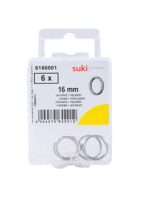 

Suki 6 Key Rings, Silver