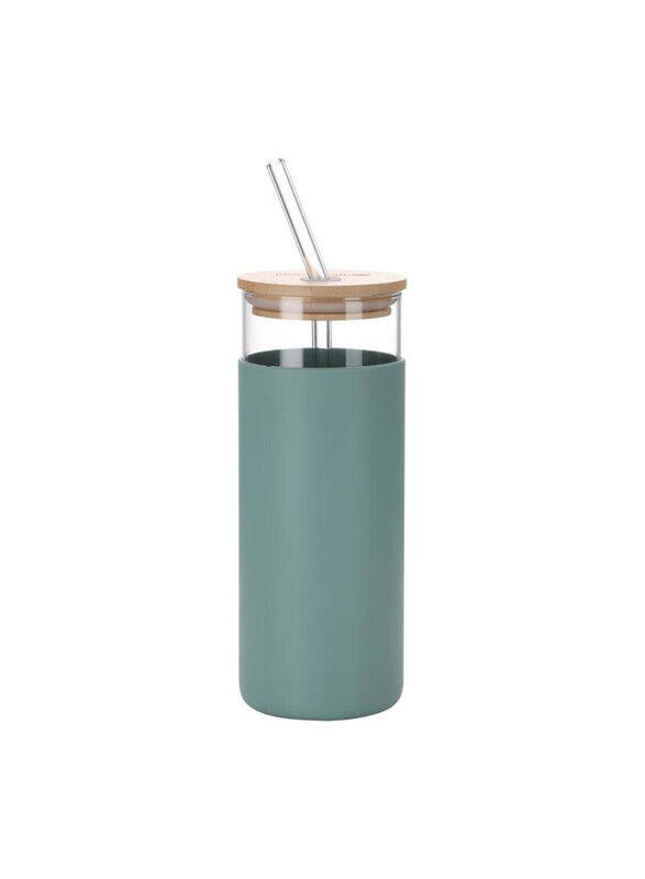 

Royalford 450ml Borosilicate W Bamboo Lid Glass Bottle, Grey