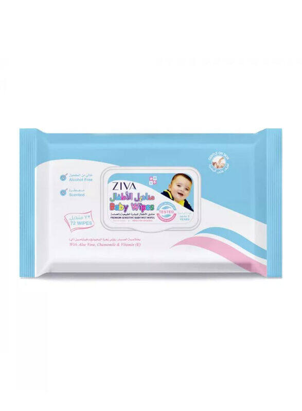 

Ziva Sensitive Premium Baby Wipes, 72 Wipes, Multicolour