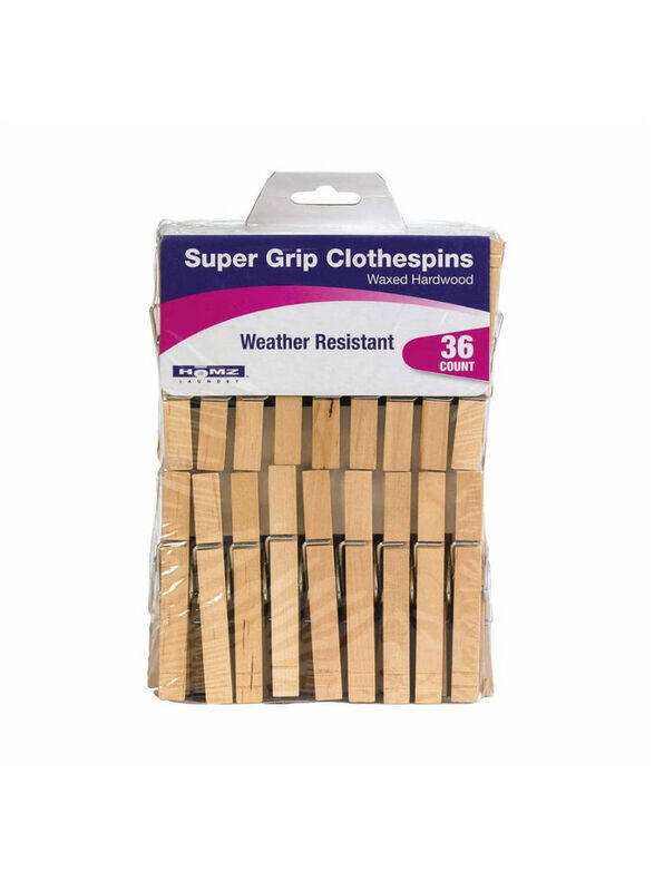 

Homz 36 Pieces Wooden Spring Clothespins, 8 x 0.6cm, Brown