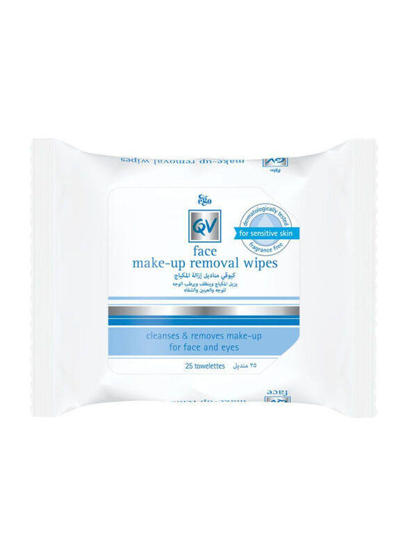 

Ego Qv Face Dual Action Makeup Removal Wipes, 25 Pieces, White