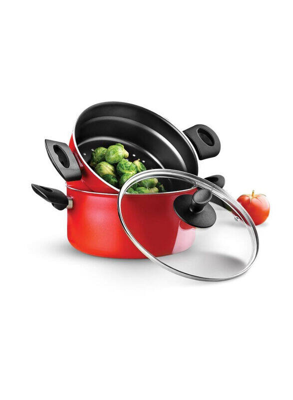 

Royalford 2-Tier Non-Stick Aluminium Steamer Pot, Red