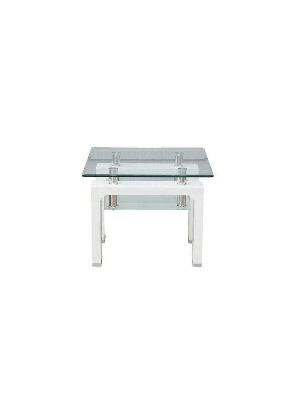 

Ace Pan Emirates Pollock Glass End Table with Shelf, White