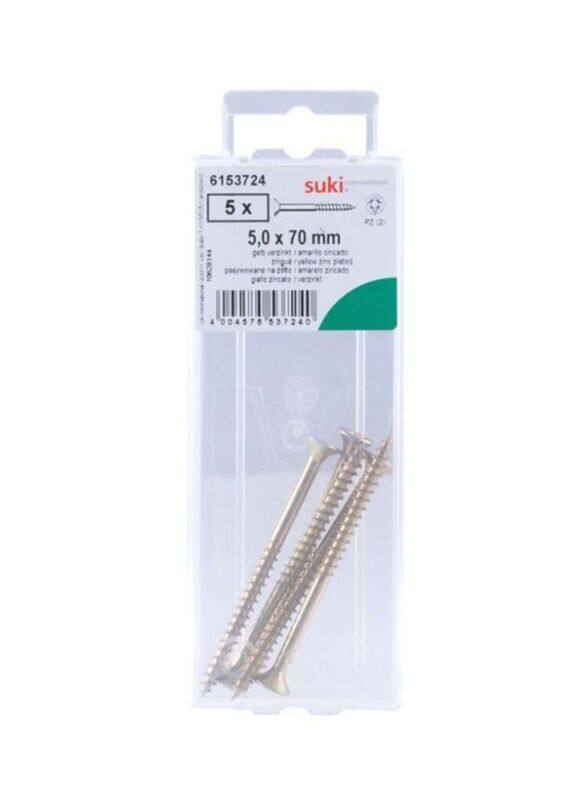 

Suki 5.0 x 70mm 5 Piece Pozidriv Chipboard Screws, Gold