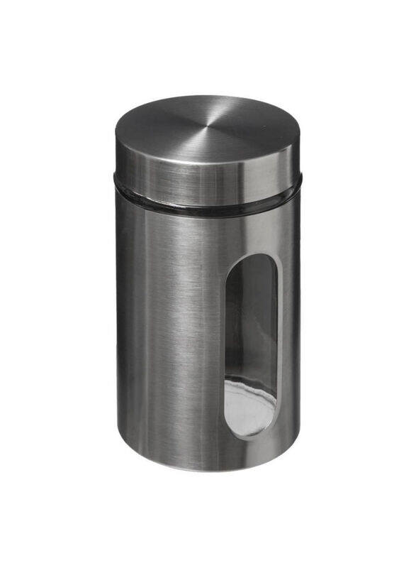 

5five Stainless Steel And Glass Jar, 900ml, Silver