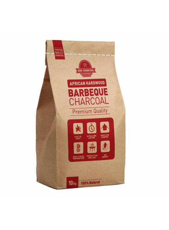 

800-CHARCOAL Charcoal African Hardwood Natural Barbeque Charcoal, 10 kg, Black