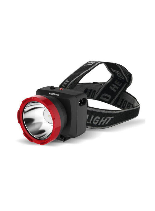 

Geepas 3W Rechargeable LED Headlight, GHL5574, Black/Red