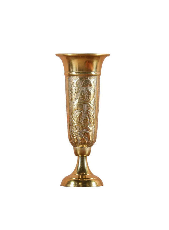 

Danube Home Decimus Floral Aluminum Textured Vase, Gold