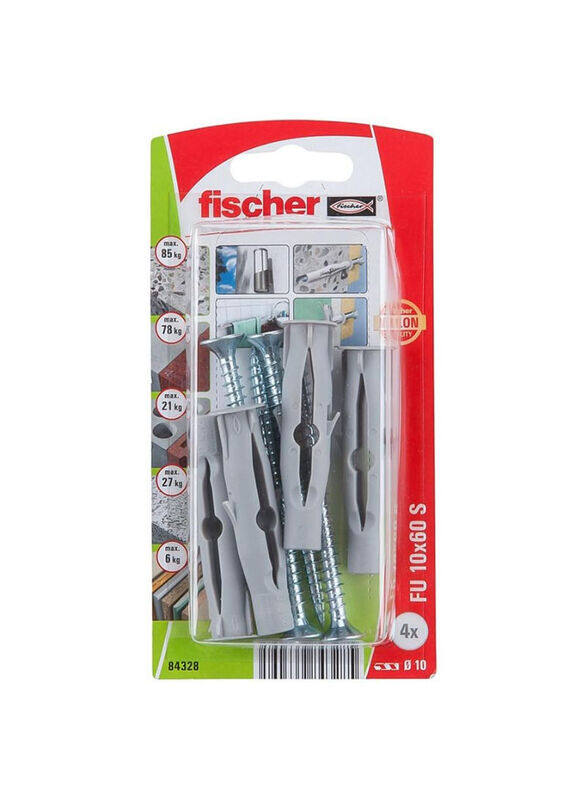 

Fischer 10 Piece Board Fixing Plugs And Chipboard Screws Set, Multicolour