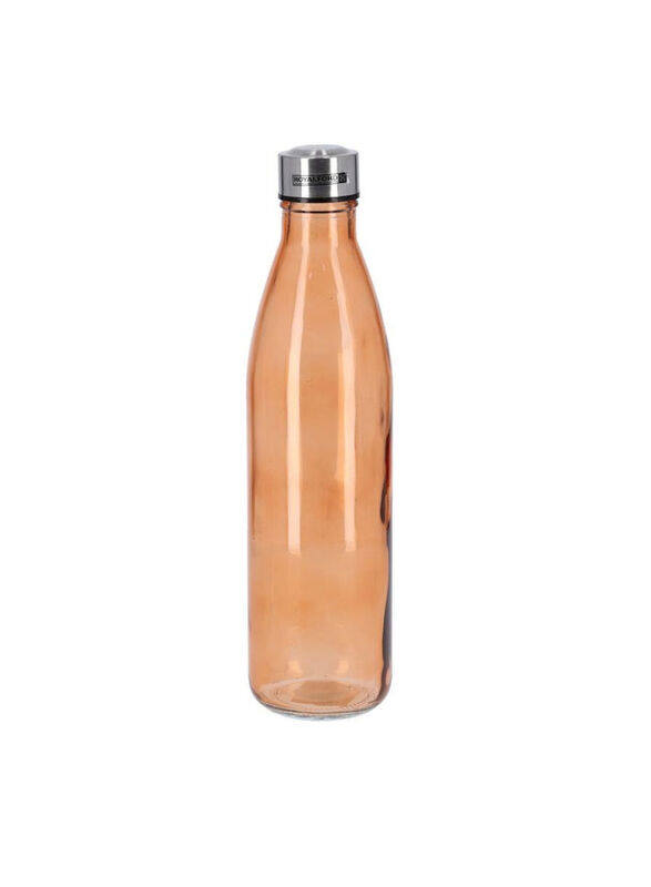 

Royalford 1 Ltr W Steel Lid Glass Water Bottle, Brown