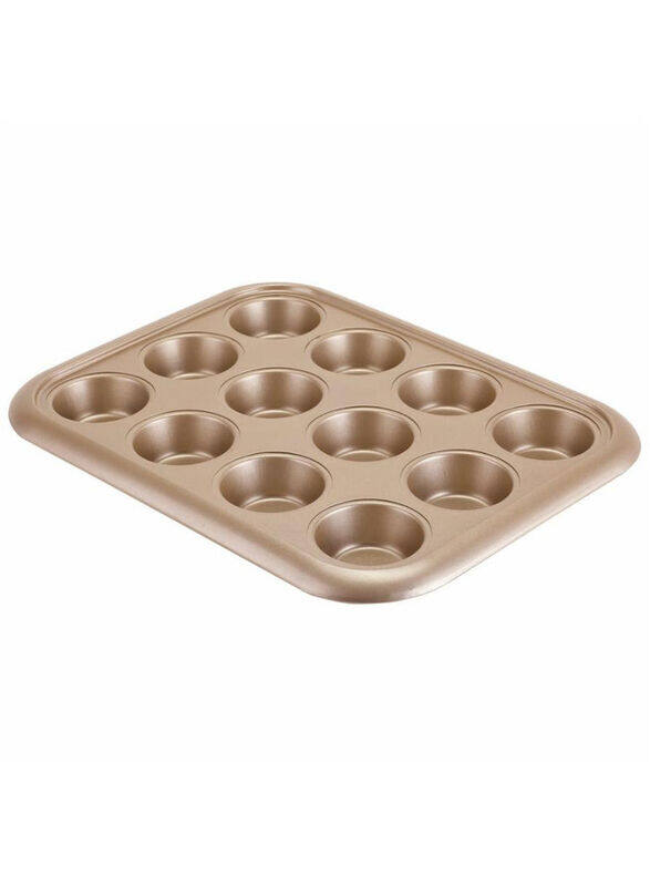 

Royalford 12 Cup Non-Stick Rectangular Carbon Steel Muffin Pan, Brown