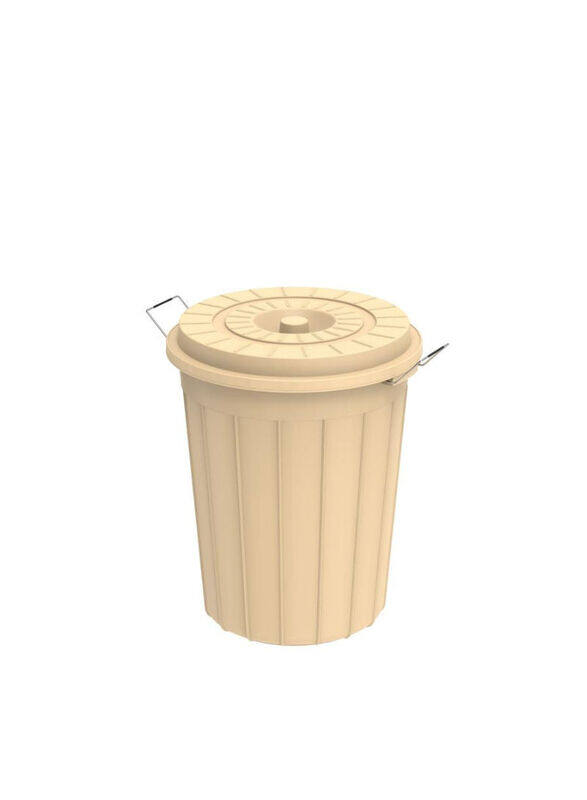 

Cosmoplast Round Plastic Drum with Lid, 70 Liters, Beige