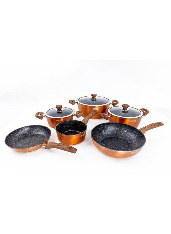 

Royalford Non-Stick Aluminium Cookware Set Glass Lid Multicolour