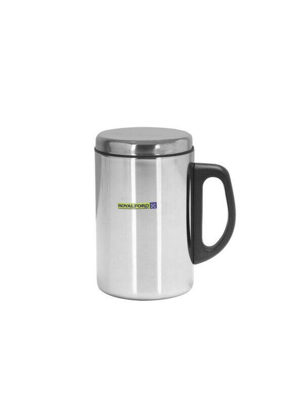 

Royalford 350ml Stainless Steel Double Wall Travel Mug with Lid, Silver