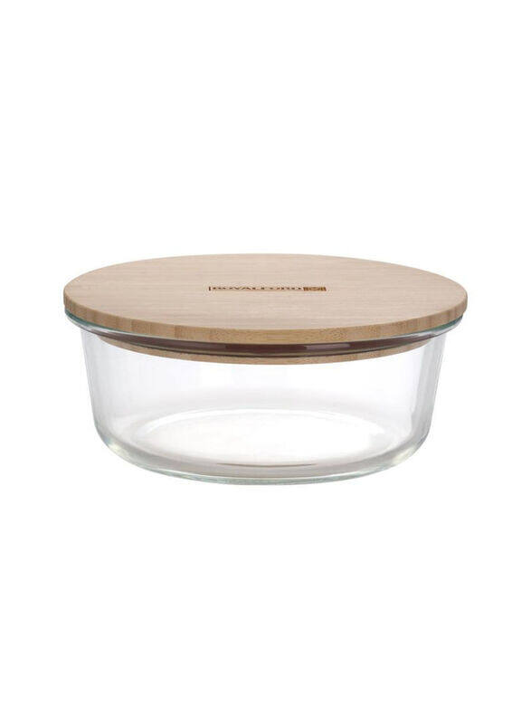 

Royalford Borosilicate Glass Food Container With Bamboo Lid, 650ml, Clear