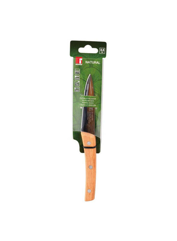 

Bergner 8.75cm Natural Stainless Steel Paring Knife with Wooden Handle, Silver/Brown