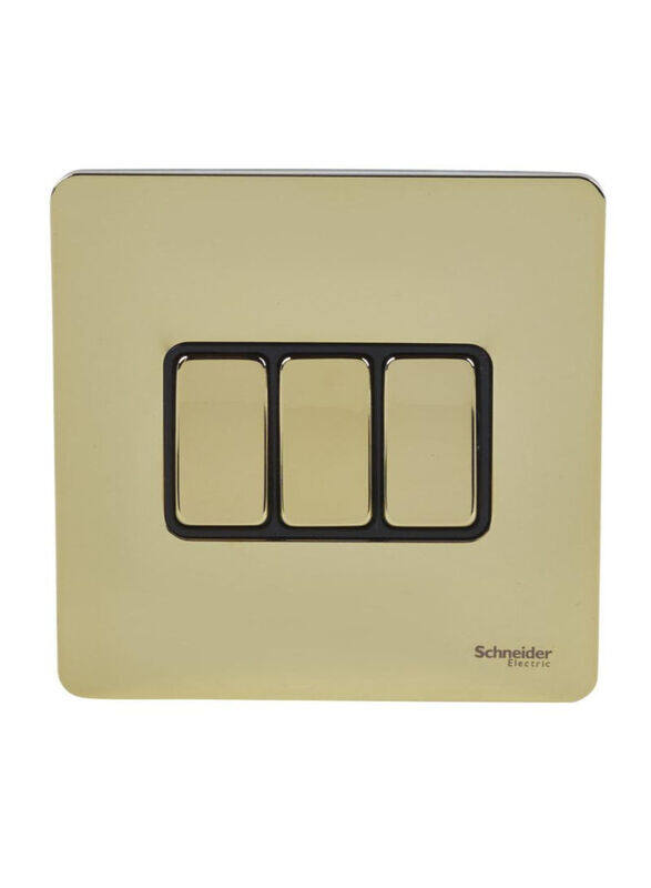 

Schneider Electric Gu1432Bpb Ultimate Screwless Flat Plate Brass 2 Way 3 Gang Switches, 16Ax, 230 V, Gold