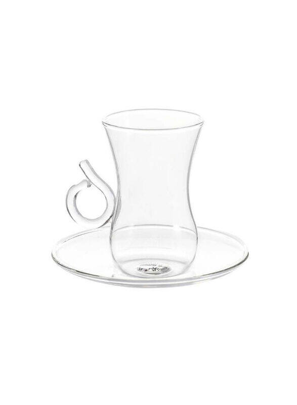

Life Smile 6-Piece 100ml Glass Cup And Saucer Set, Clear