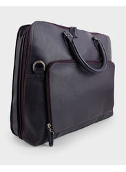 Byond 15-inch Kibitzer Expander Premium Leather Laptop Bag for Ladies, Purple