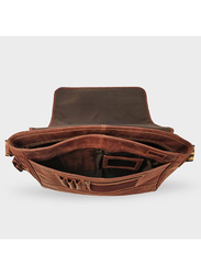 Byond 15-inch Abbott Messenger Premium Leather Laptop Bag, Brown