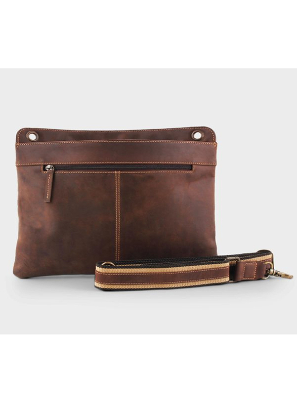 Byond Abbott Tablet Premium Leather Sling Bag, Brown