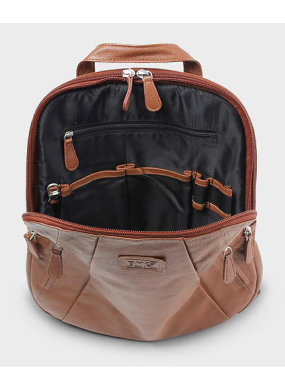 Byond Kibitzer Premium Leather Laptop Backpack, Tan Brown