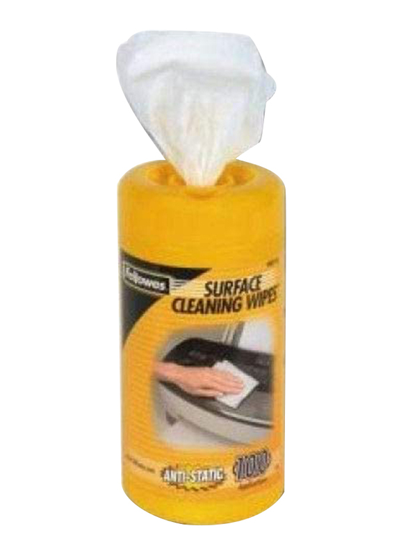 Fellowes Surface Cleaner Wipes Tub, 100 Wipes, White