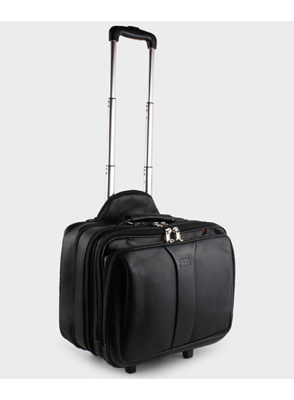 Byond 15-inch Balendin Trolley Premium Leather Laptop Bag, Black