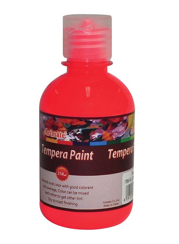 Artmate Tempera Fluorescent Colour, 250ml, Red