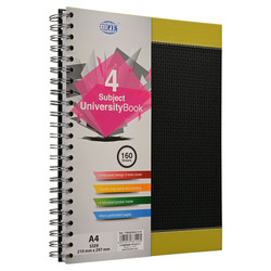 FIS University Book, Double Loop Spiral Hard Cover, 4 Subjects, A4 Size (210 x 297mm), 160 Sheets- FSUB4SA41410