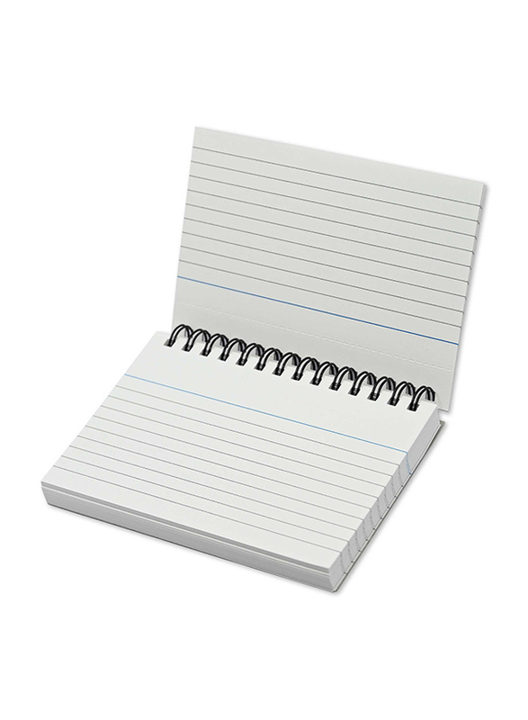FIS Ruled Double Loop Spiral Binding Record Card, 5 x 3 Inch, 50 Sheets, 180 Gsm, FSIC53-180SPWH, White