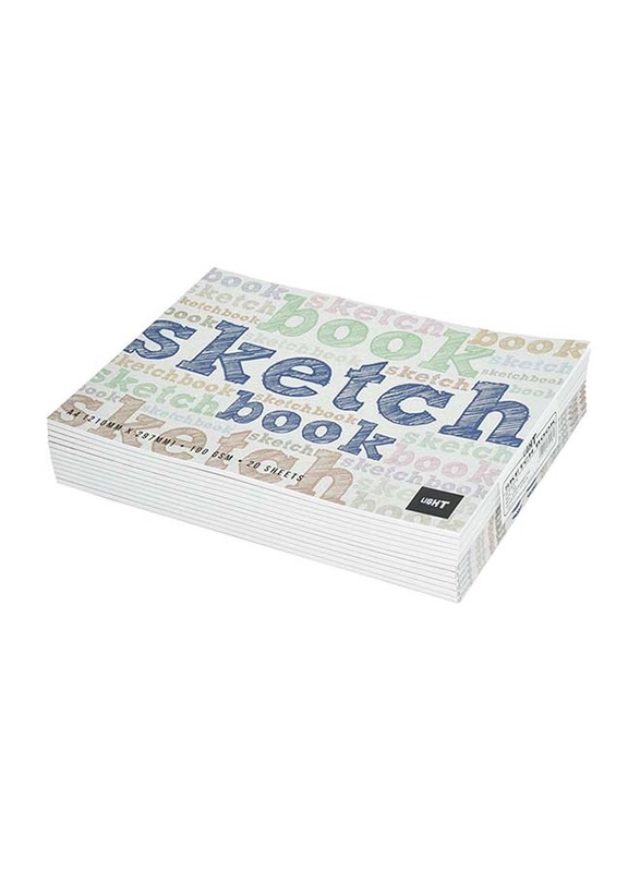 Light 12-Piece Binded Sketch Book Set, 20 Sheets, A4 Size, 100GSM, LISKB20A41702, White