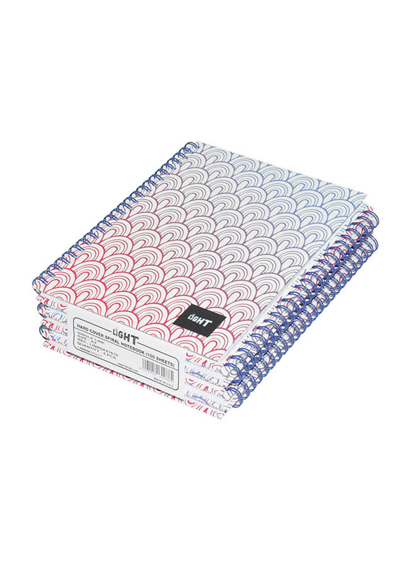 Light 5-Piece Spiral Hard Cover Notebook, Single Ruled, 100 Sheets, A5 Size, LINBSA51610, Multicolour