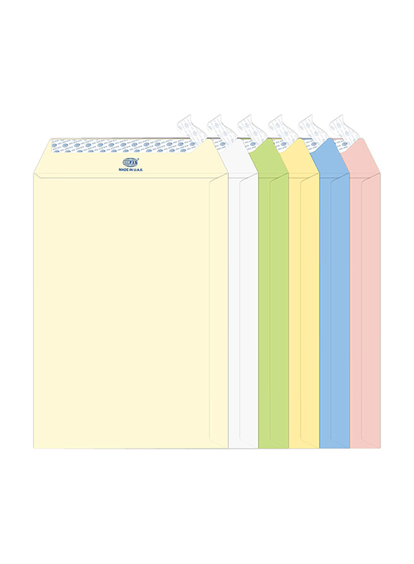 FIS Laid Paper Envelopes Peel & Seal, 10 x 7 inch, 60 Pieces, Assorted