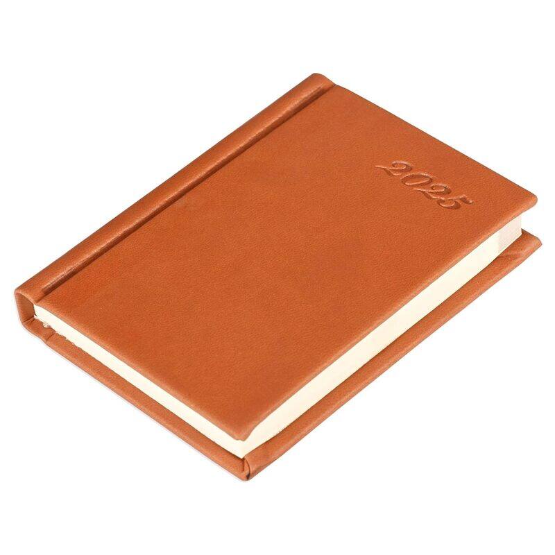 

FIS2025 Diary, Italian PU Materials, 1 Side Padded Cover, Round Corners, English, Size A5(148x210mm), Brown Color-FSDI84E25BR