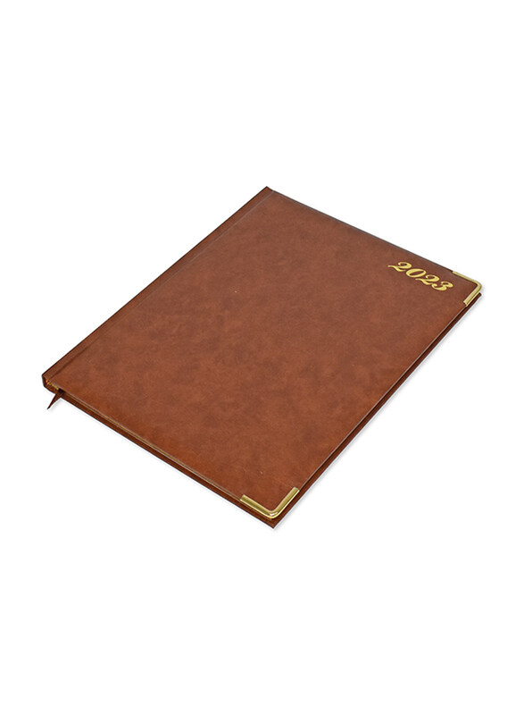 

FIS Executive 2023 1-Week At A Glance Golden English/French Diary, 128 Sheets, 70 GSM, A4 Size, FSDI32EG23BR, Brown