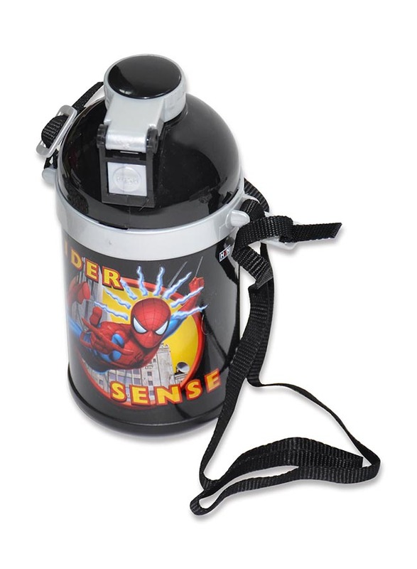 Spiderman Water Bottle for Boys, TGWZSP2S-202, Black/Silver