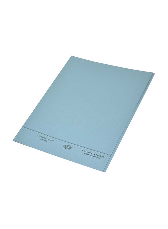 FIS 50-Piece O-Fastener Square Cut Folder Set, 320GSM, F/S Size, FSFF7BL, Blue