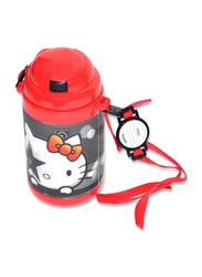Hello Kitty Kiss Pop Up Water Bottle for Girls, 600ml, TGWZ3DS-142, Red/Grey