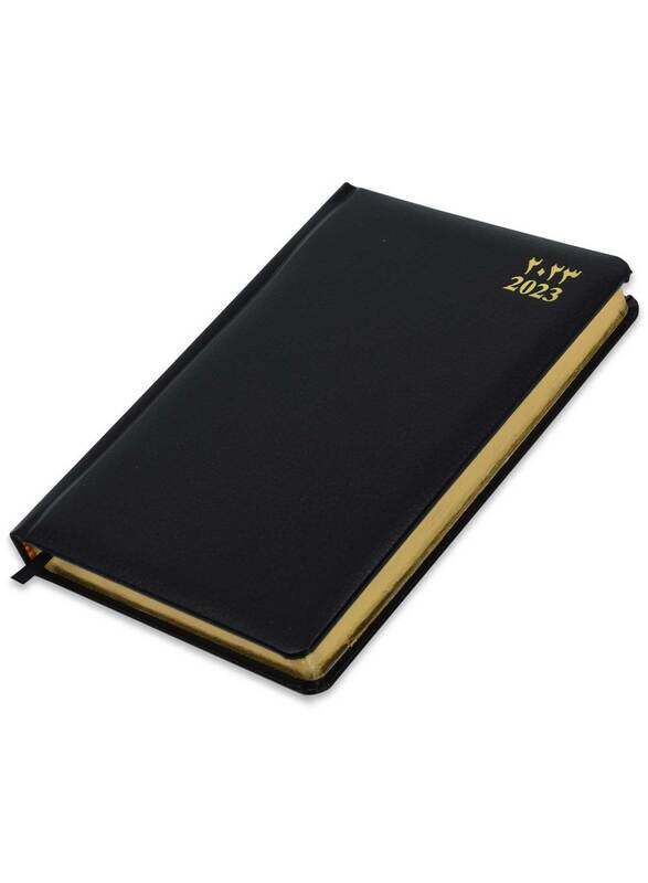 

FIS 2023 Arabic/English Golden Bonded Leather Diary, 384 Sheets, 70 GSM, A5 Size, FSDI26AEGB23BK, Black