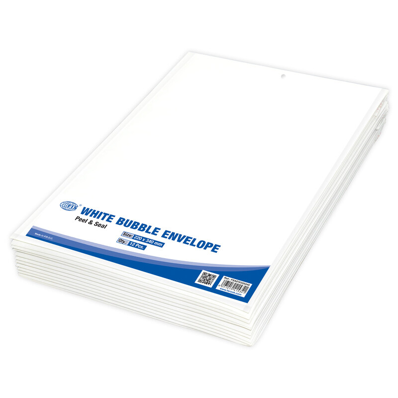 

FIS Peel and Seal Bubble Envelope, 220 x 340mm, 12 Pieces, FSAEW220340, White