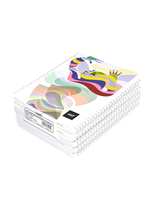 Light Soft Cover Single Line Spiral Notebook Set, 100 Sheets, 9 x 7 inch, 10 Pieces, LINB971702S, Multicolour