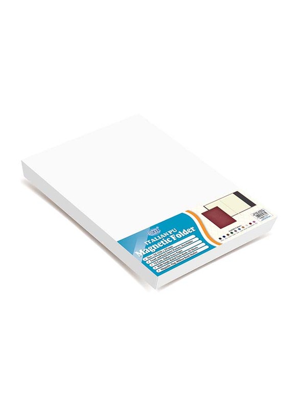 FIS Magnetic Italian PU Folder Cover with Writing Pad, Single Ruled Ivory Paper, 96 Sheets, A4 Size, FSMFEXNBA4MR, Maroon