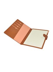 FIS Italian PU Executive Folder with Writing Pad, 24 x 32 cm, FSGT2432PUBRD4, Brown