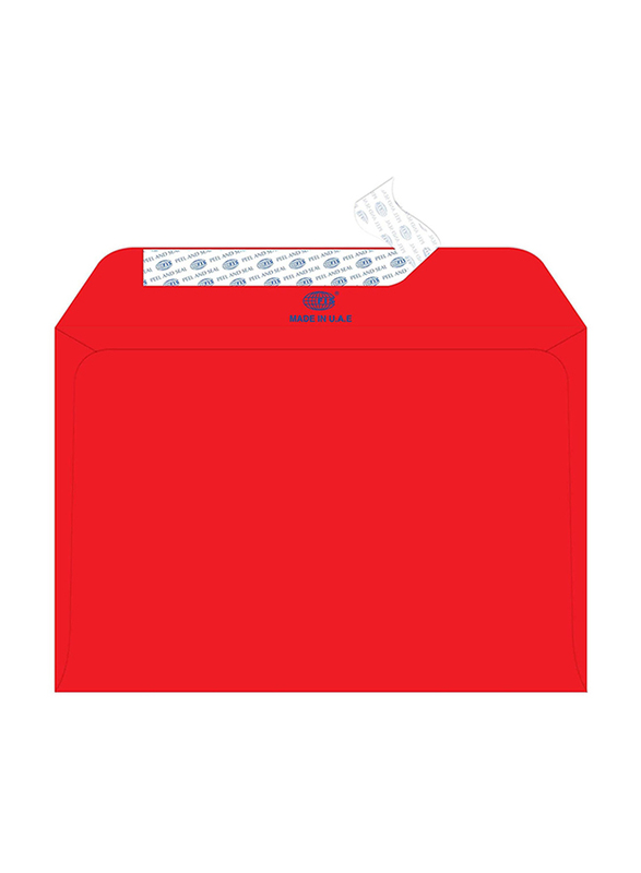 FIS Colour Peel & Seal Envelopes, 50-Piece, 80 GSM, C5 (162 x 229mm), Bright Red