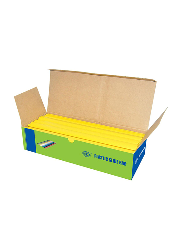 FIS Plastic Sliding Bar with 30 Sheets Capacity, 3mm, 100 Pieces, FSPG03-YL, Yellow